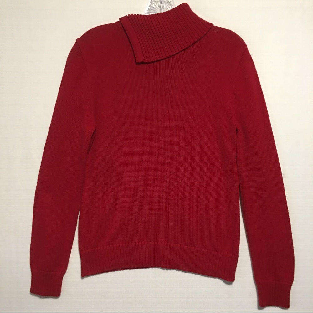 Chaps Red Pullover Cotton Sweater Asymmetrical Lg… - image 5